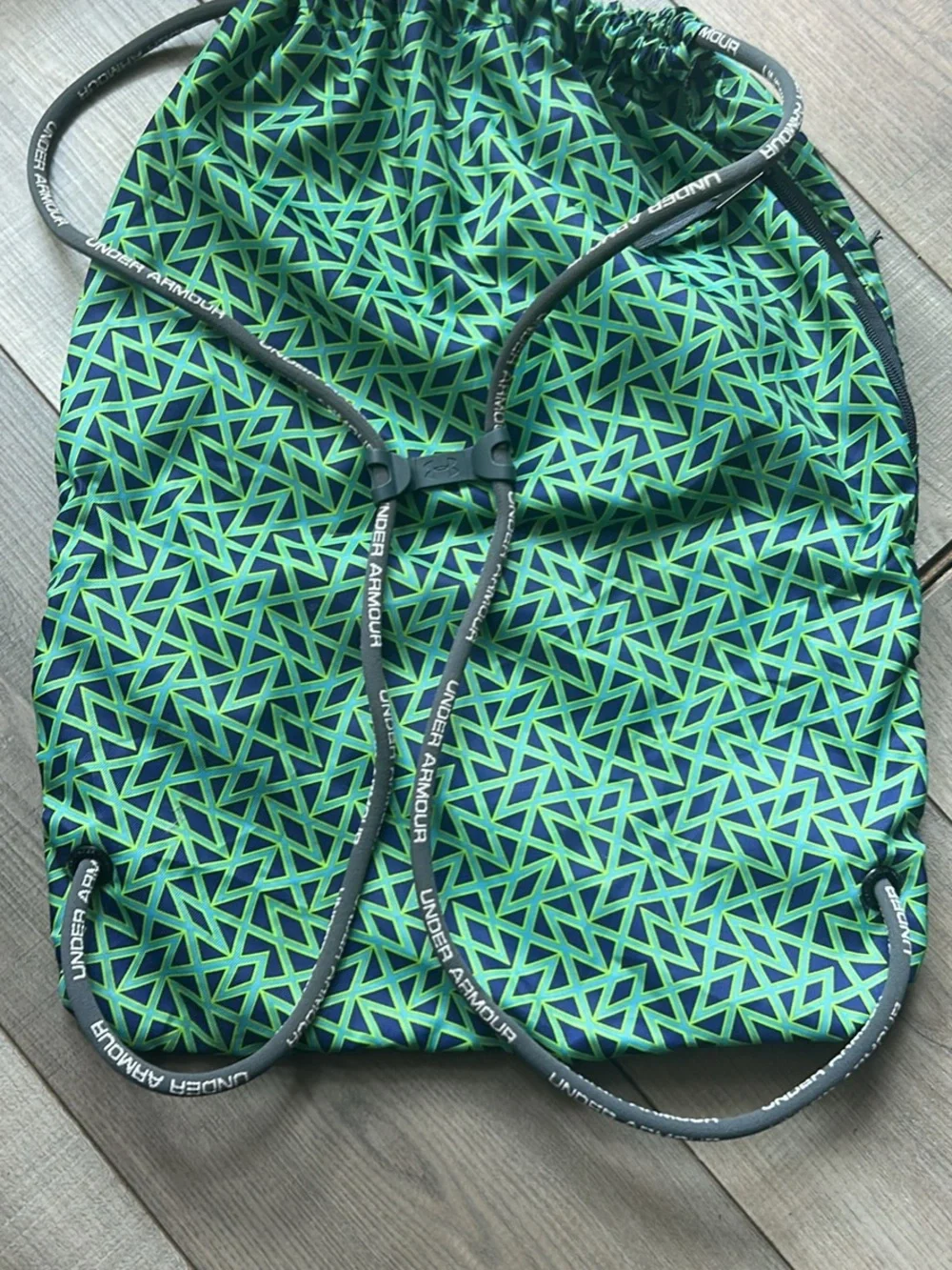 Under Armour Neon Yellow & Green Geometric Drawstring Pack